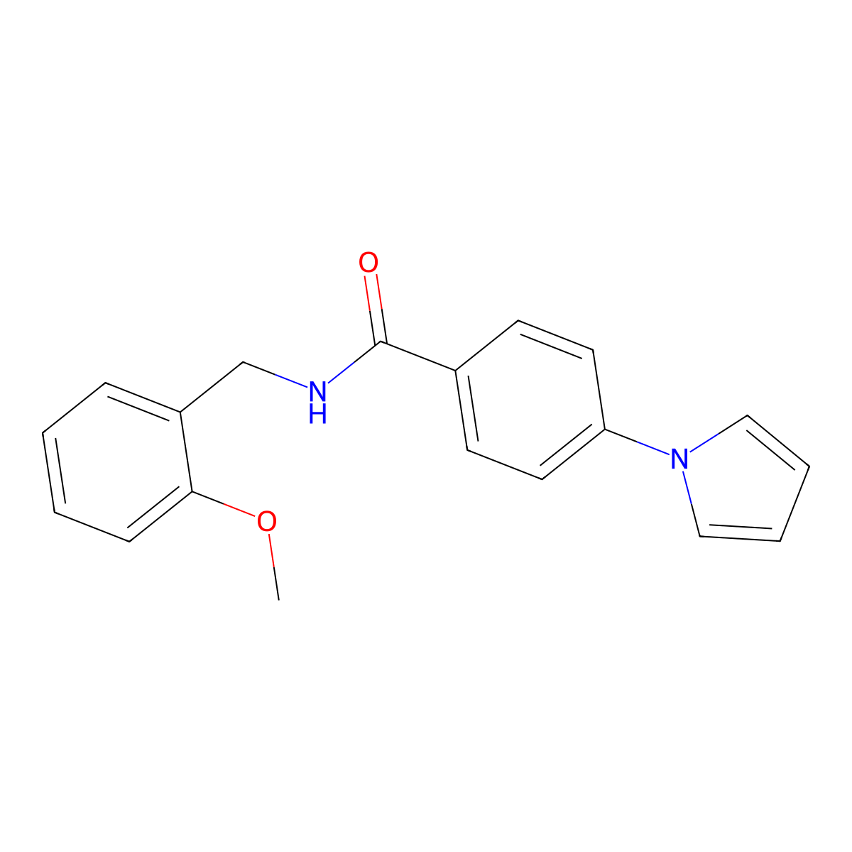 N-(2-methoxybenzyl)-4-(1H-pyrrol-1-yl)benzamide molecular structure, CAS 1009940-87-7