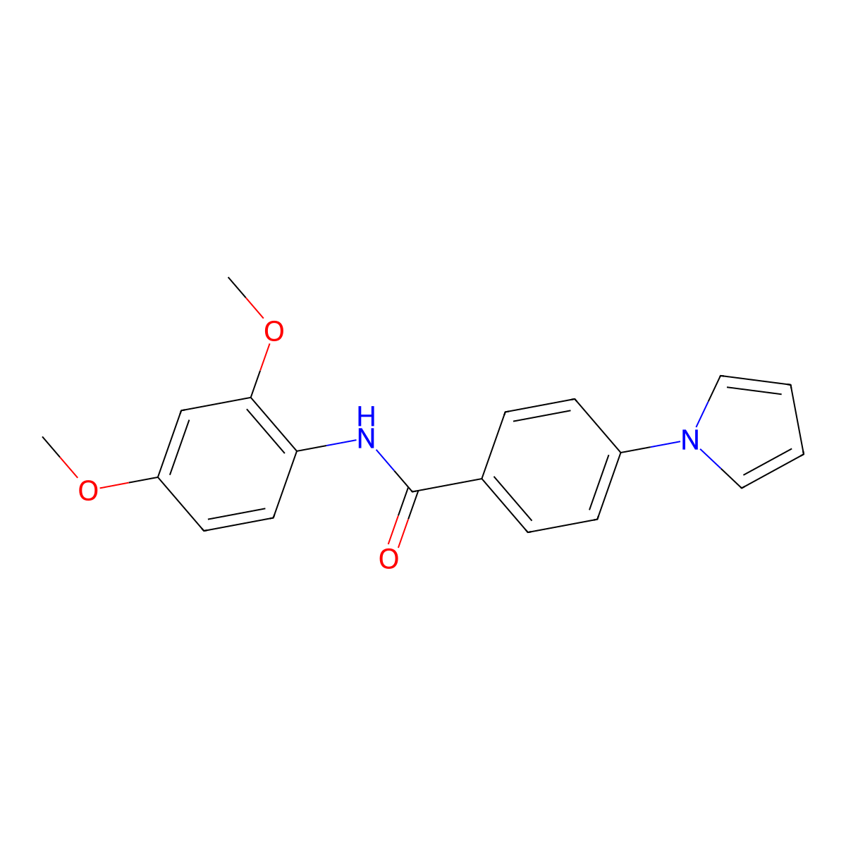 N-(2,4-dimethoxyphenyl)-4-(1H-pyrrol-1-yl)benzamide molecular structure, CAS 1009941-23-4