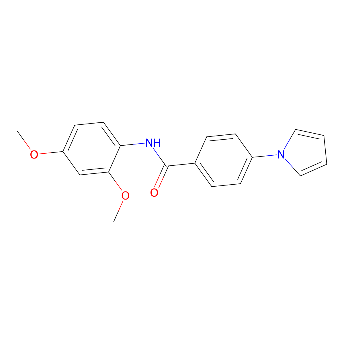 N-(2,4-dimethoxyphenyl)-4-(1H-pyrrol-1-yl)benzamide molecular structure, CAS 1009941-23-4