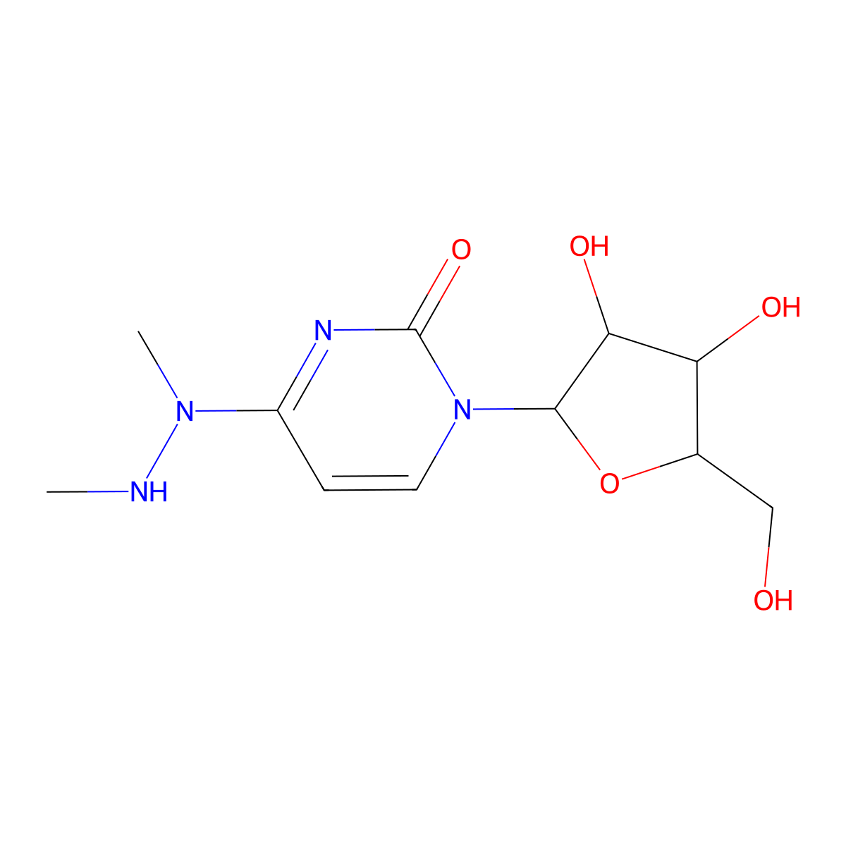 N-Methyl-N-(methylamino)cytidine molecular structure, CAS 100997-64-6