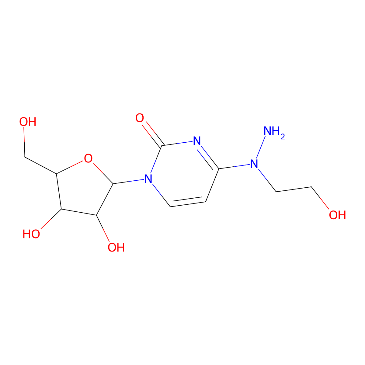 N-Amino-N-(2-hydroxyethyl)cytidine molecular structure, CAS 100997-66-8