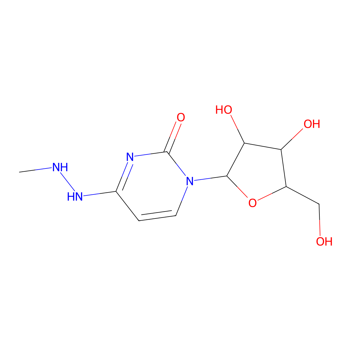 N'-Methyl-N(4)-aminocytidine molecular structure, CAS 100997-69-1
