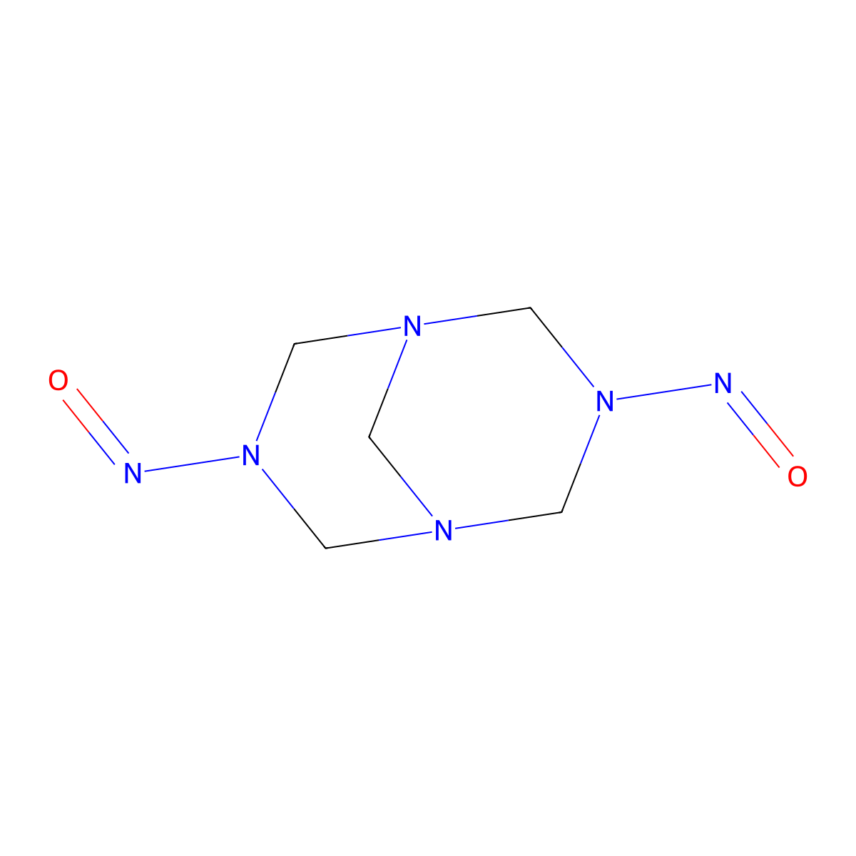 Dinitrosopentamethylenetetramine molecular structure, CAS 101-25-7