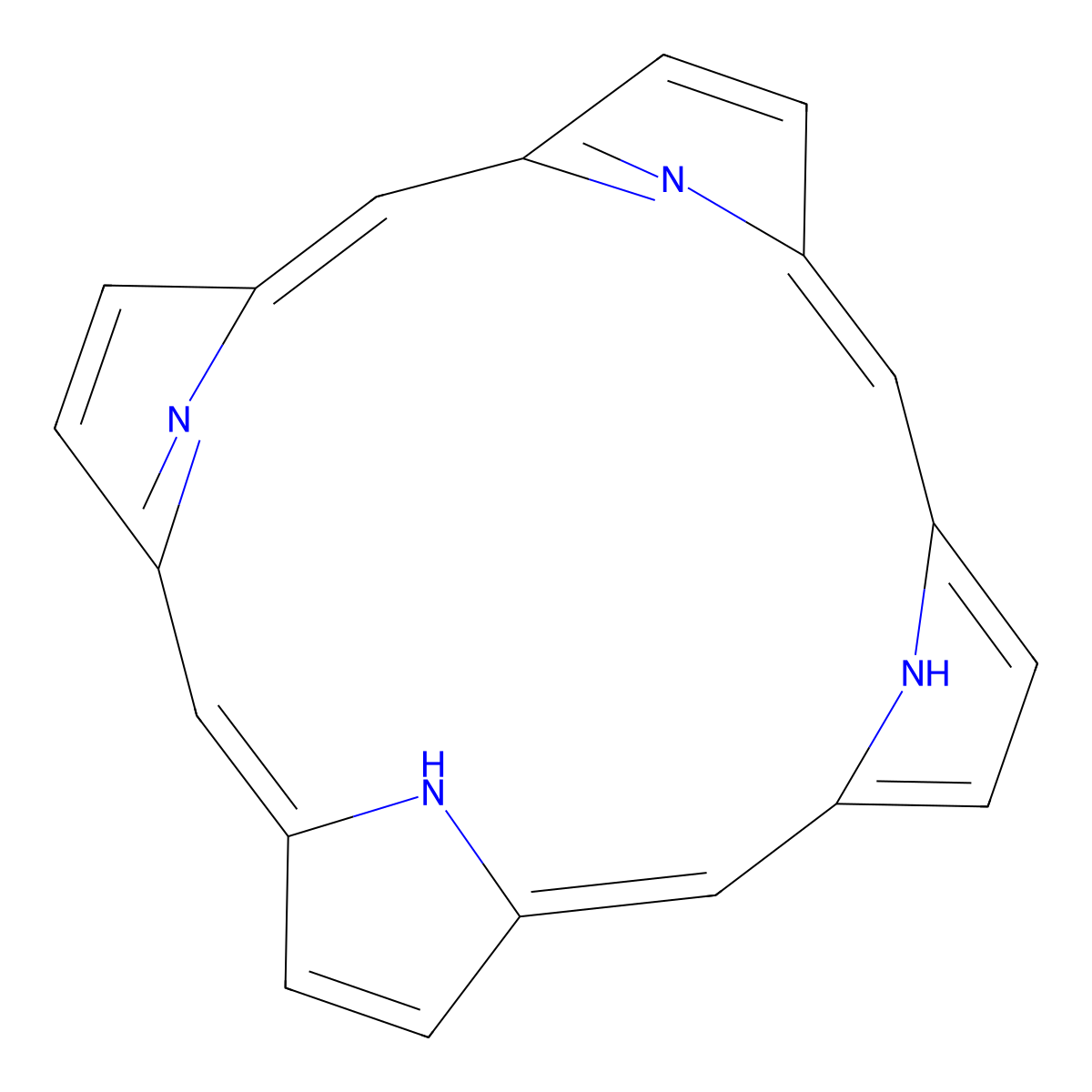 Porphyrin molecular structure, CAS 101-60-0