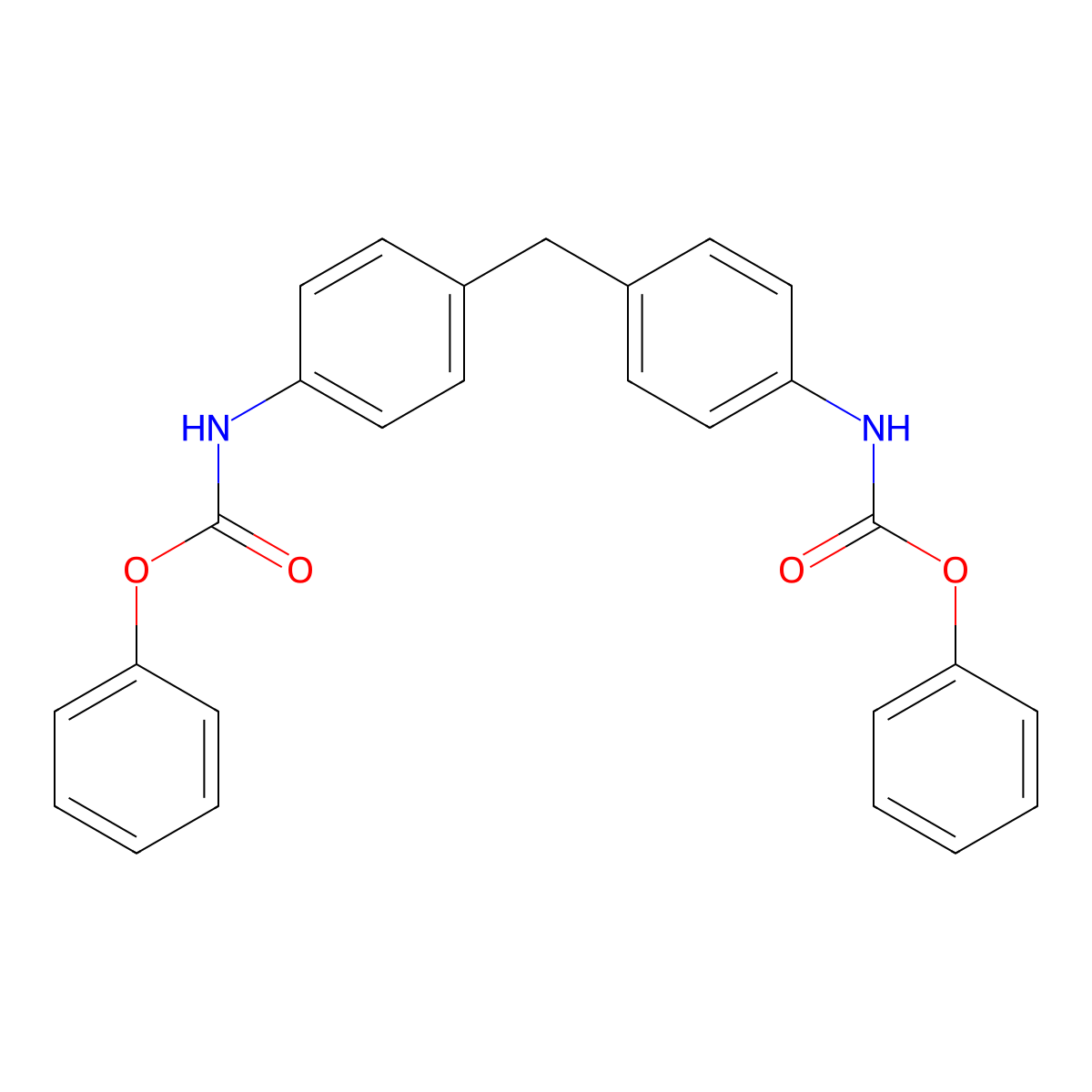 Diphenyl (methylenedi-4,1-phenylene)-dicarbamate molecular structure, CAS 101-65-5