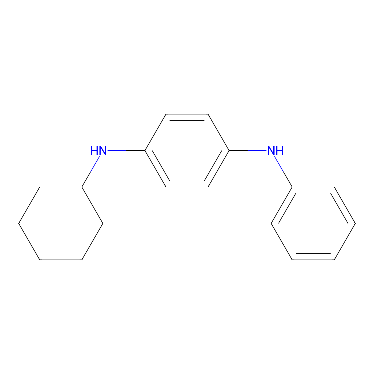 N1-Cyclohexyl-N4-phenyl-1,4-benzenediamine molecular structure, CAS 101-87-1