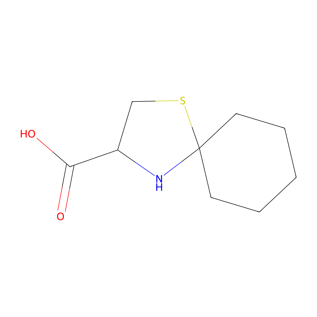 (2R)-4-thia-1-azaspiro[4.5]decane-2-carboxylic acid molecular structure, CAS 1010-28-2