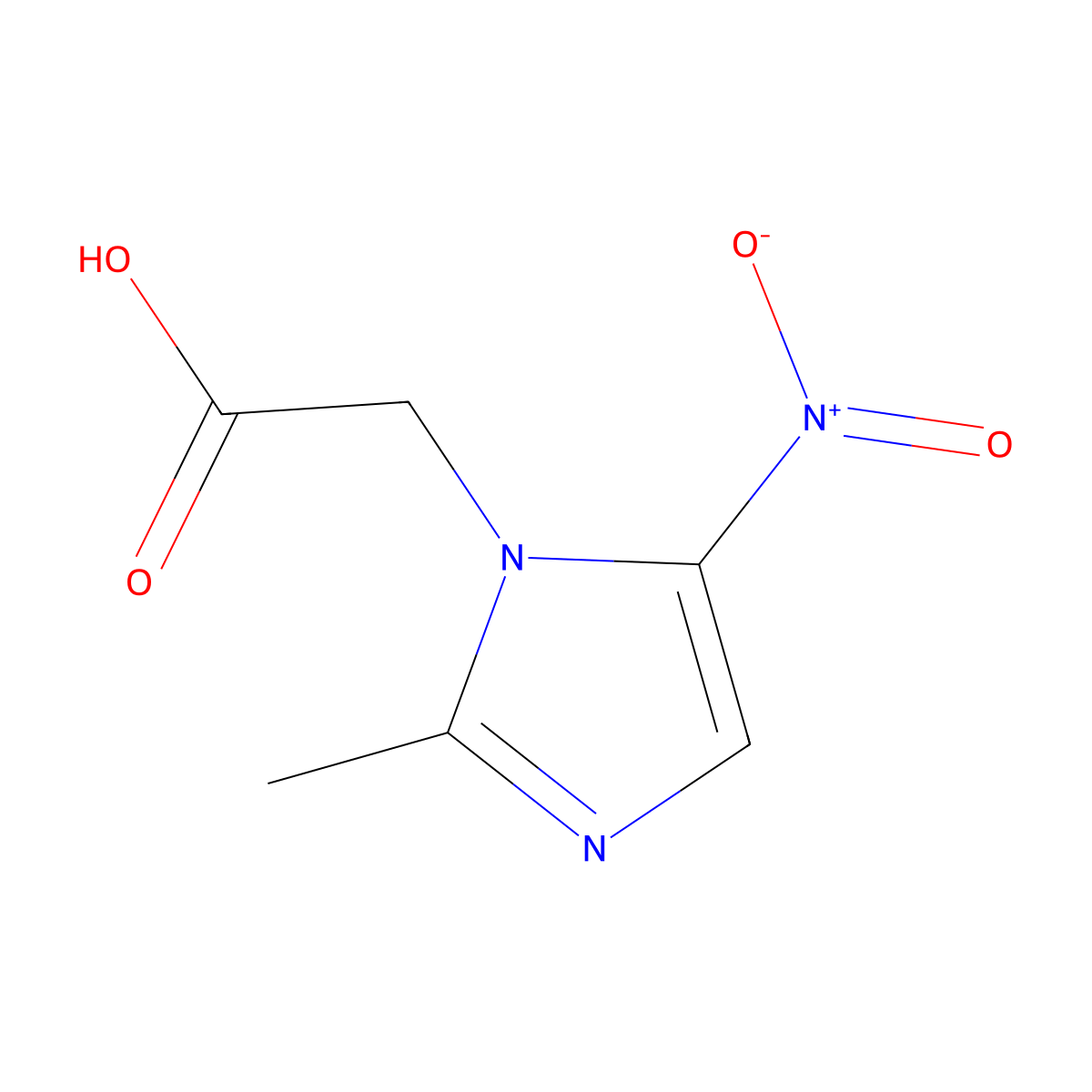 2-Methyl-5-nitroimidazole-1-acetic acid molecular structure, CAS 1010-93-1