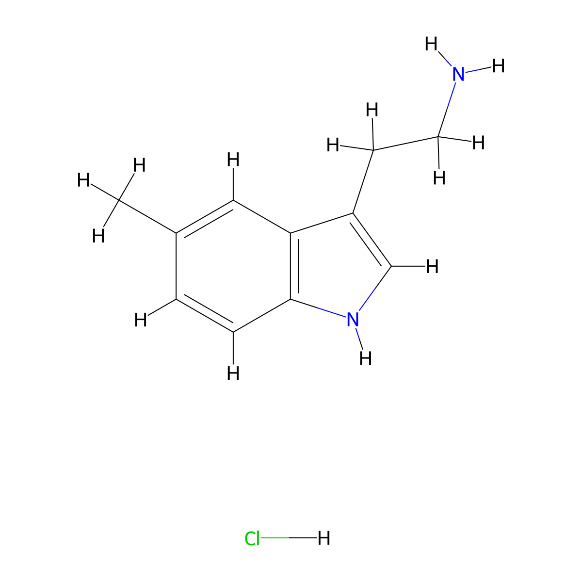 5-Methyltryptamine hydrochloride molecular structure, CAS 1010-95-3