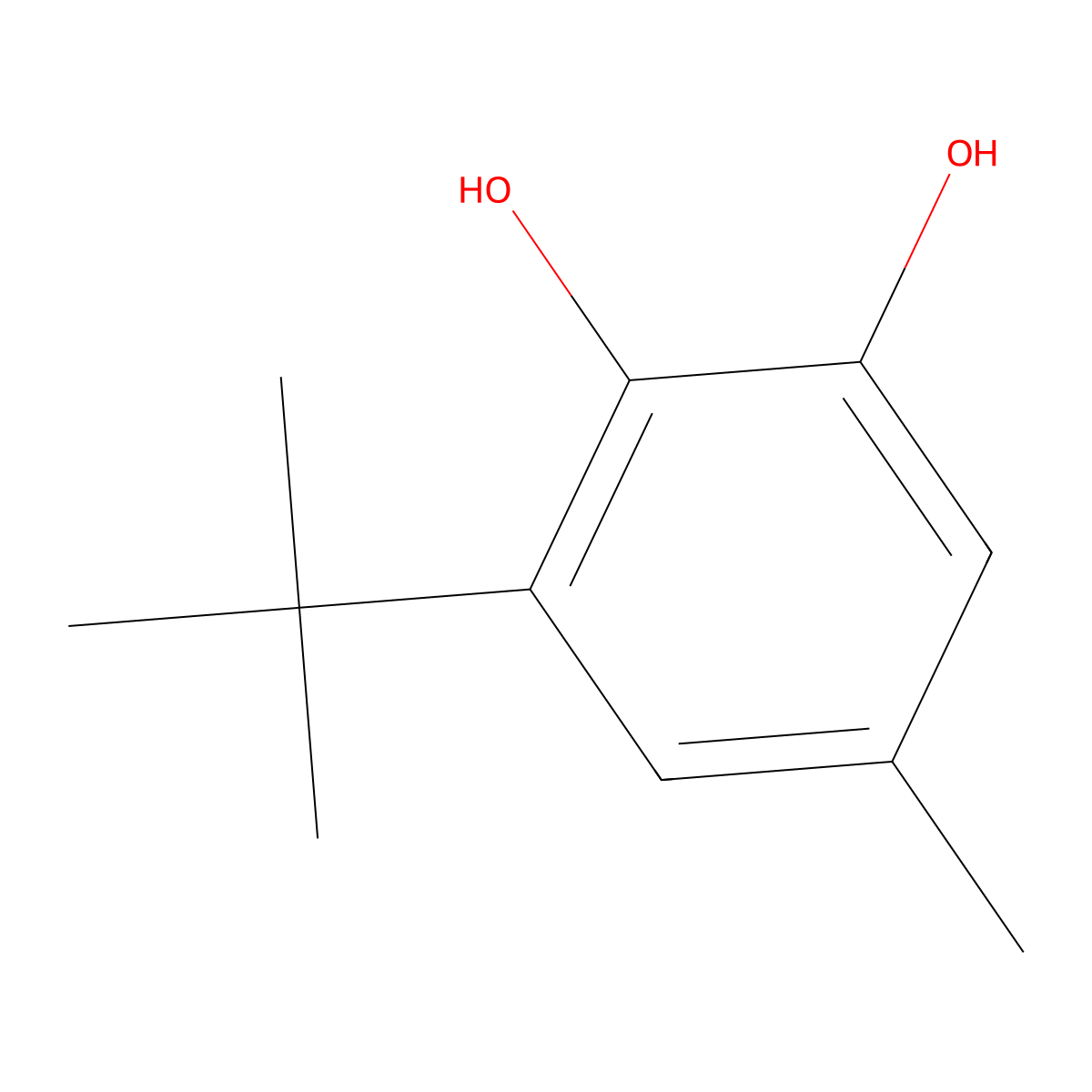 3-(1,1-Dimethylethyl)-5-methyl-1,2-benzenediol molecular structure, CAS 1010-99-7