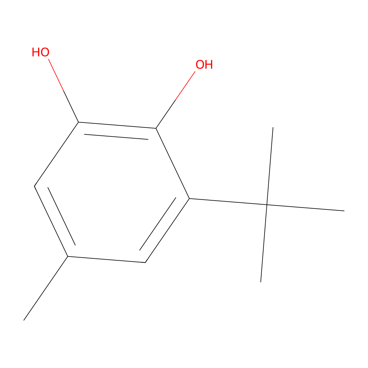 3-(1,1-Dimethylethyl)-5-methyl-1,2-benzenediol molecular structure, CAS 1010-99-7