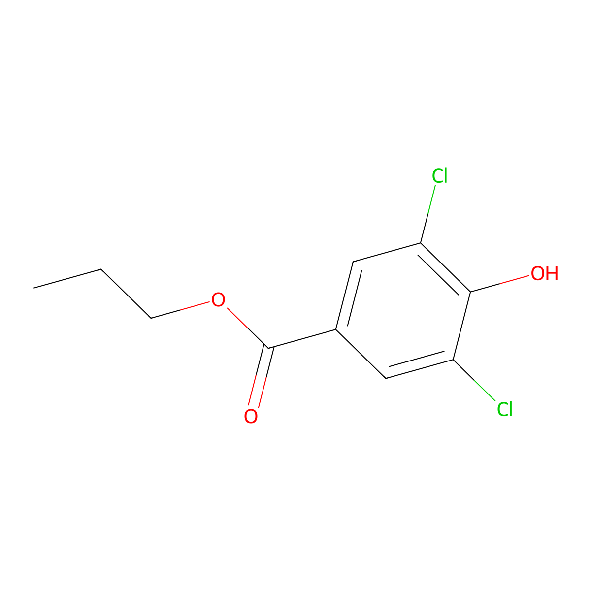 Propyl 3,5-dichloro-4-hydroxybenzoate molecular structure, CAS 101003-80-9