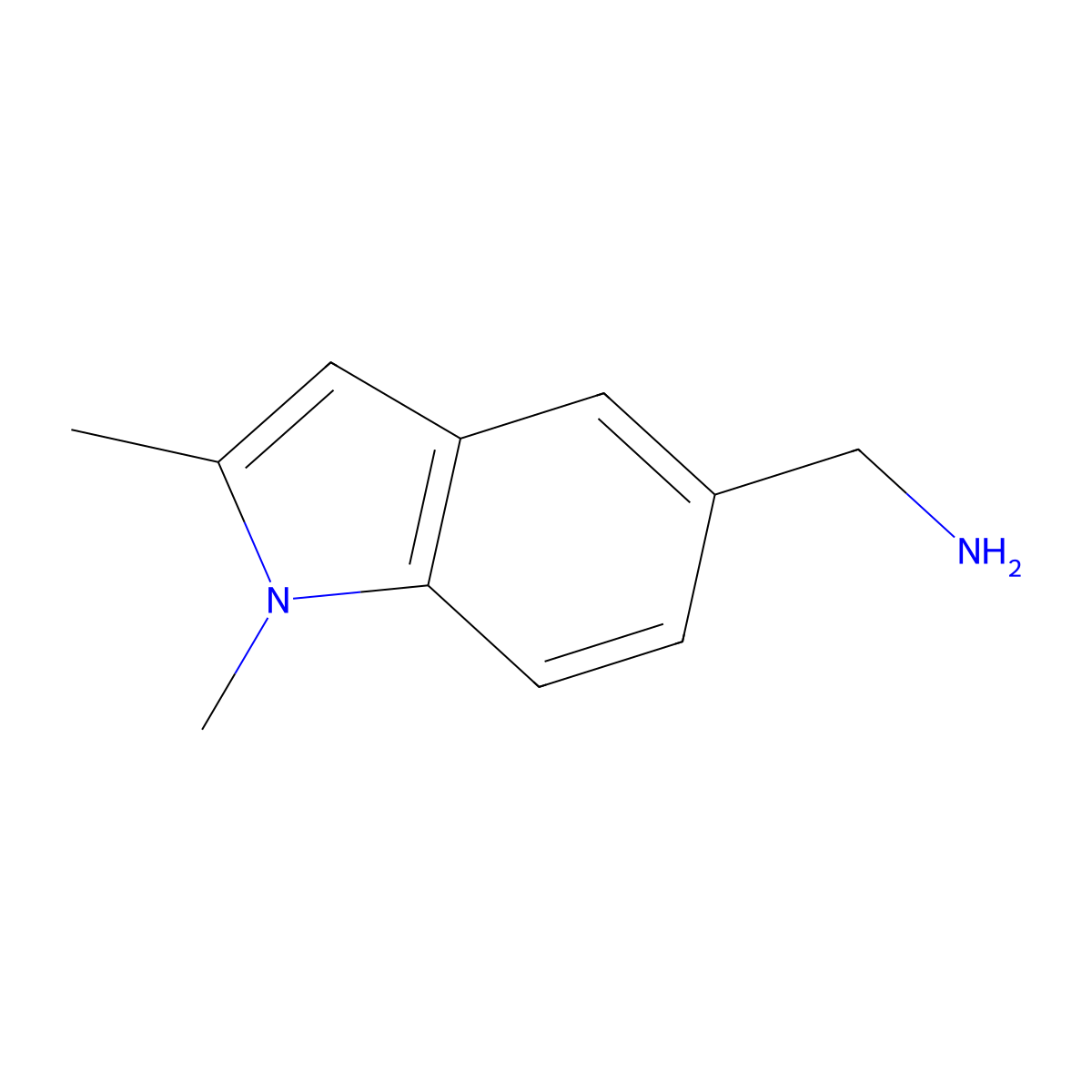(1,2-dimethyl-1H-indol-5-yl)methanamine molecular structure, CAS 101004-43-7