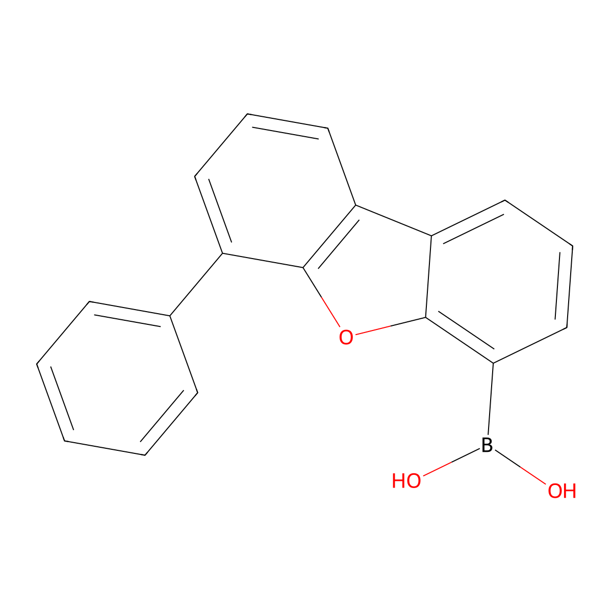 (6-Phenyldibenzo[b,d]furan-4-yl)boronic acid molecular structure, CAS 1010068-85-5