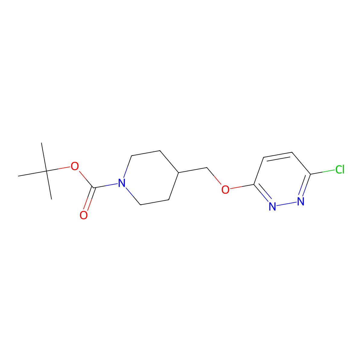 Tert-butyl 4-{[(6-chloropyridazin-3-yl)oxy]methyl}piperidine-1-carboxylate molecular structure, CAS 1010072-64-6