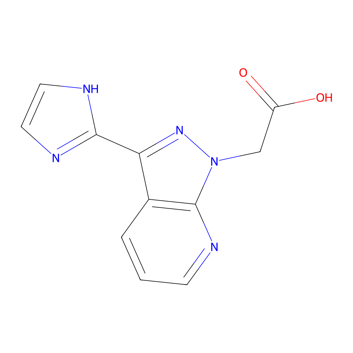 2-(3-(1H-imidazol-2-yl)-1H-pyrazolo[3,4-b]pyridin-1-yl)acetic acid molecular structure, CAS 1010073-83-2