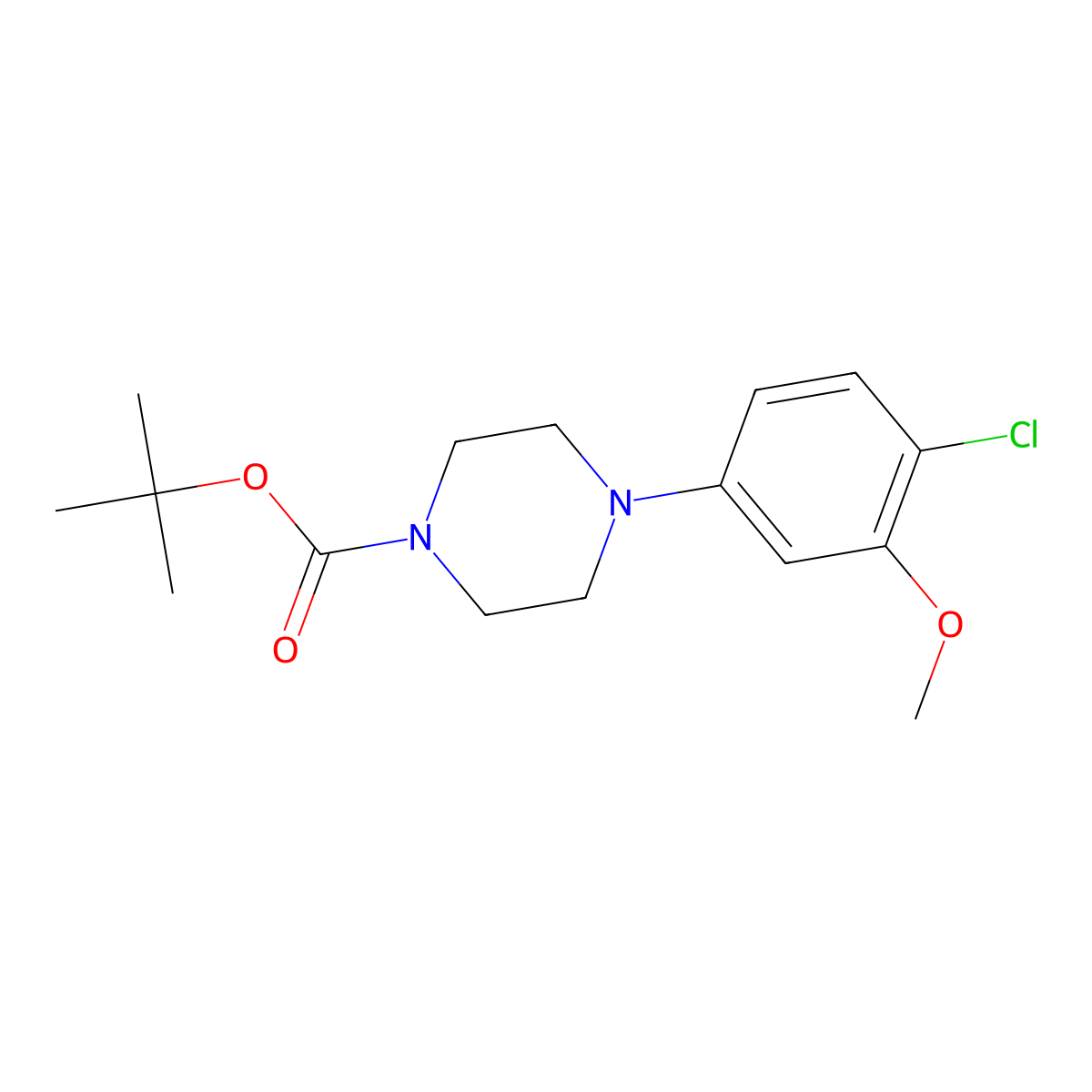 Tert-butyl 4-(4-chloro-3-methoxyphenyl)piperazine-1-carboxylate molecular structure, CAS 1010073-85-4