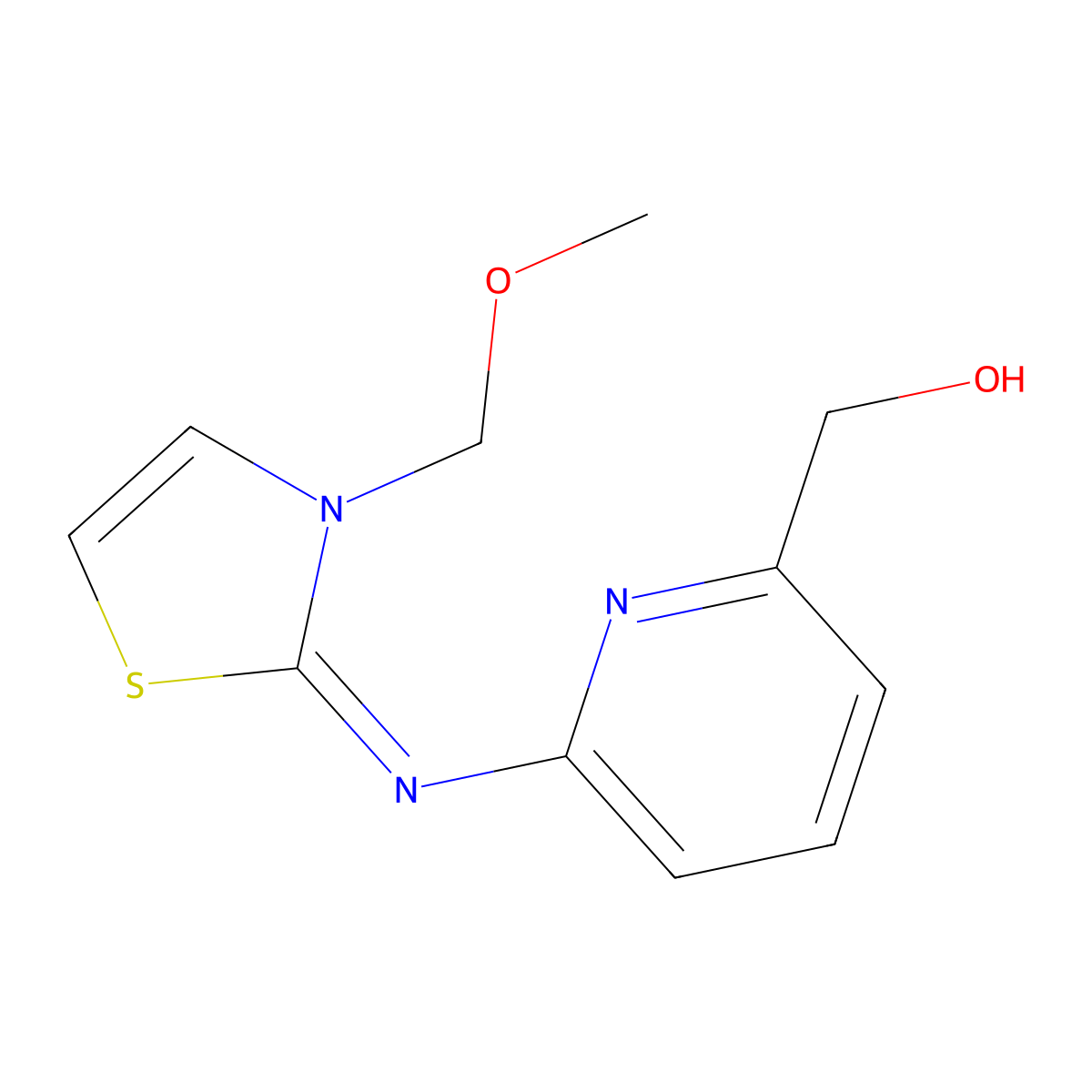 (Z)-(6-((3-(methoxymethyl)thiazol-2(3H)-ylidene)amino)pyridin-2-yl)methanol molecular structure, CAS 1010086-43-7