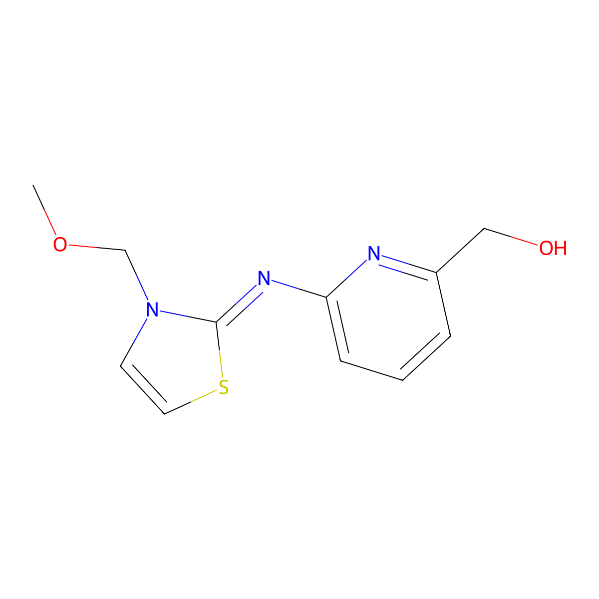 (Z)-(6-((3-(methoxymethyl)thiazol-2(3H)-ylidene)amino)pyridin-2-yl)methanol molecular structure, CAS 1010086-43-7