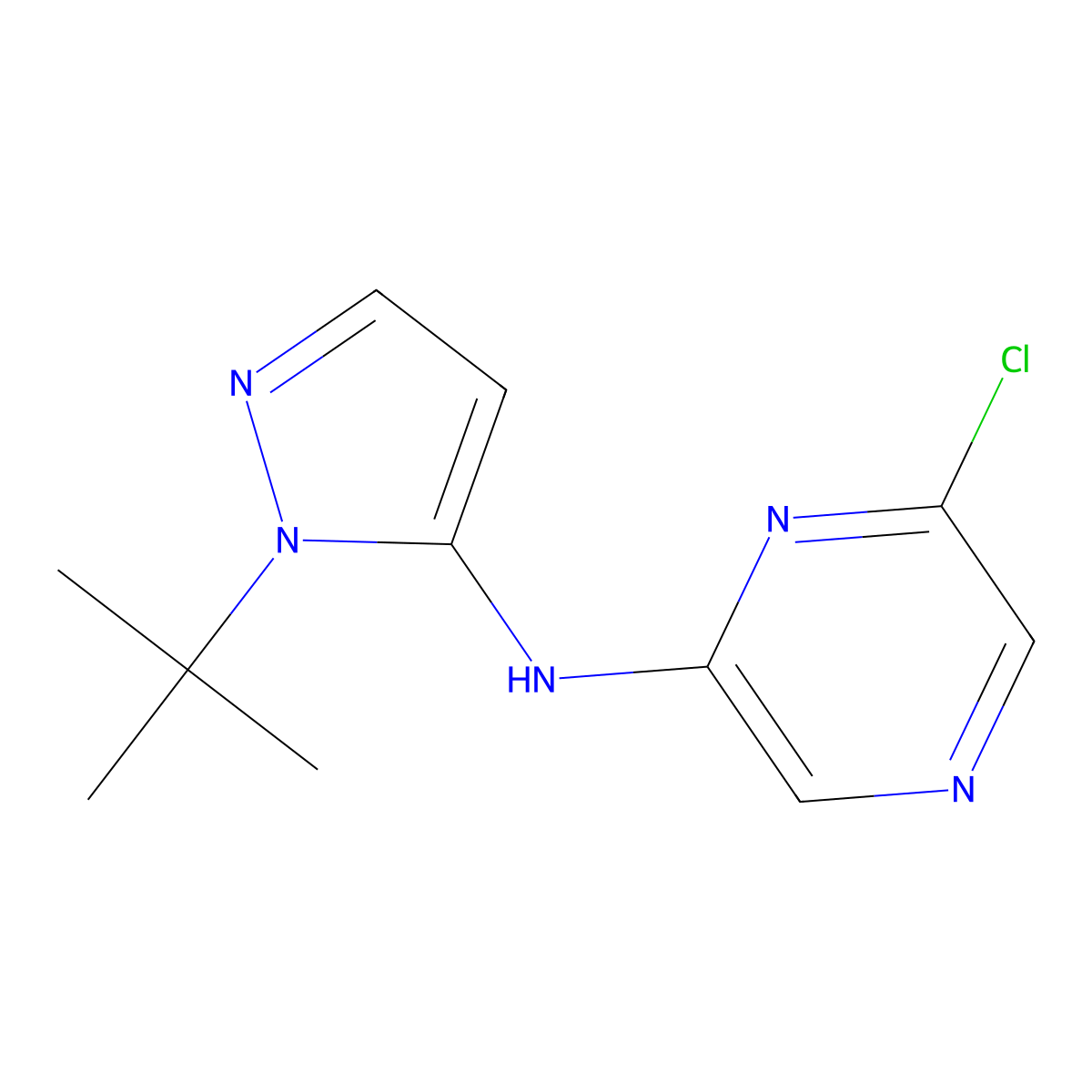 N-(1-(tert-Butyl)-1H-pyrazol-5-yl)-6-chloropyrazin-2-amine molecular structure, CAS 1010086-61-9