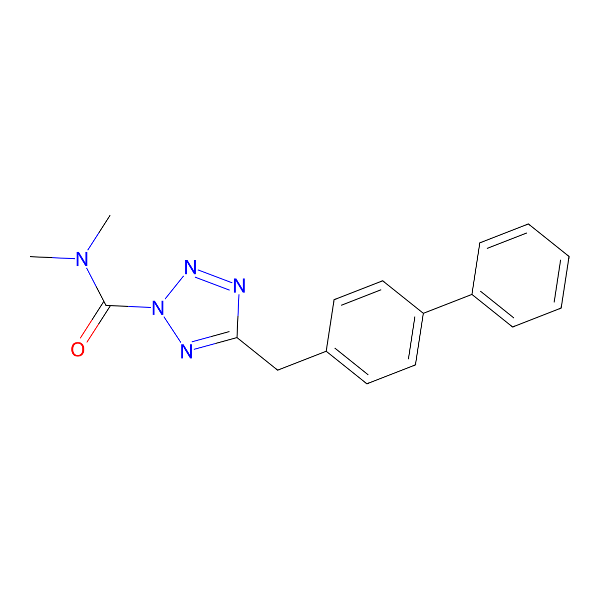 2H-Tetrazole-2-carboxamide, 5-([1,1'-biphenyl]-4-ylmethyl)-N,N-dimethyl- molecular structure, CAS 1010096-65-7