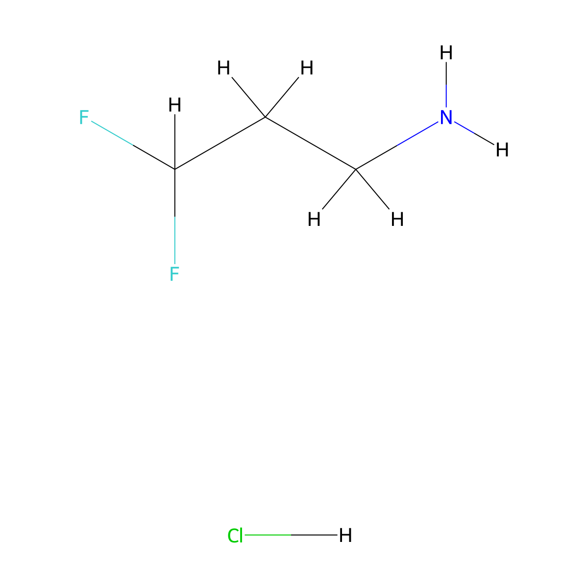 3,3-Difluoropropan-1-amine hydrochloride molecular structure, CAS 1010097-89-8