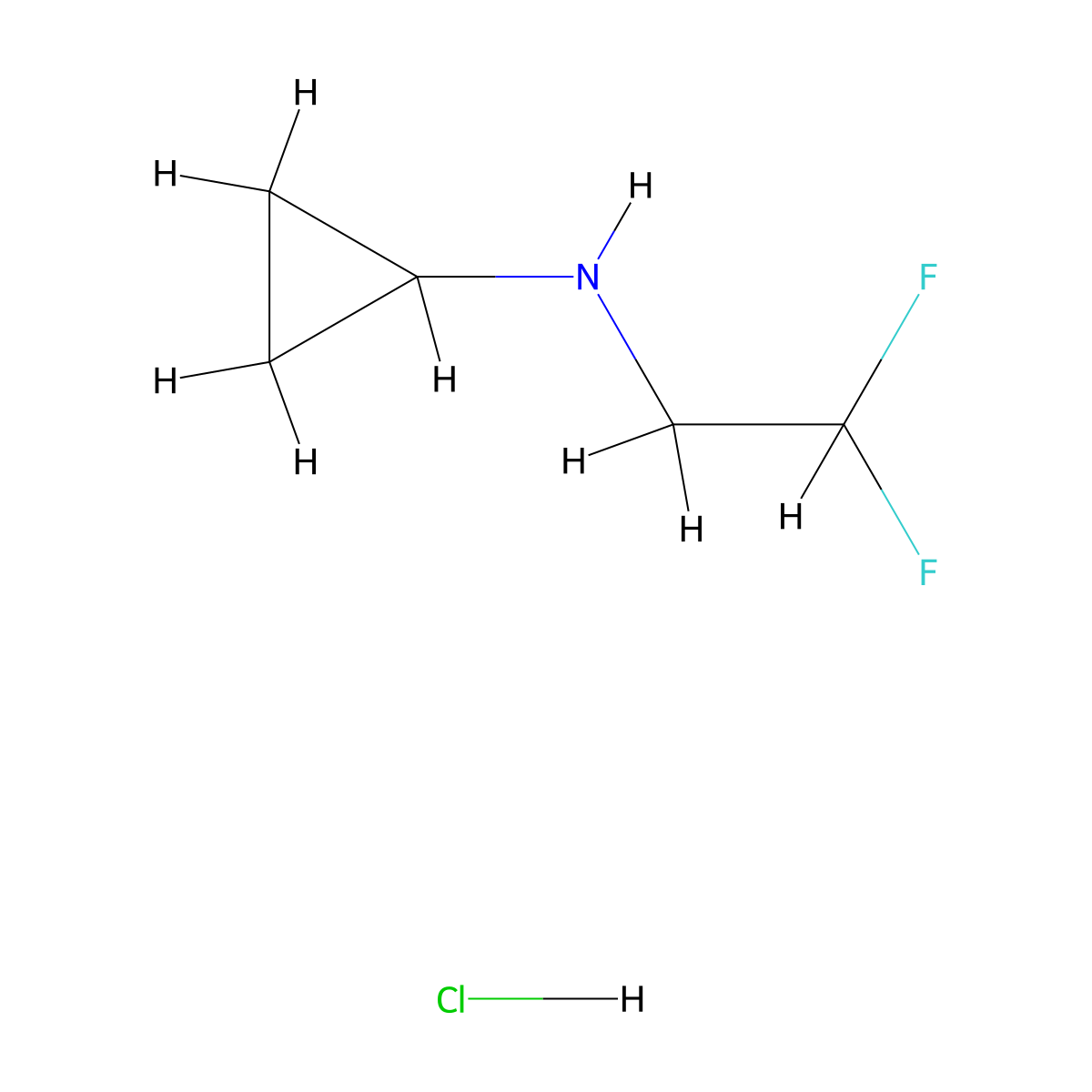 N-(2,2-difluoroethyl)cyclopropanamine hydrochloride molecular structure, CAS 1010097-90-1
