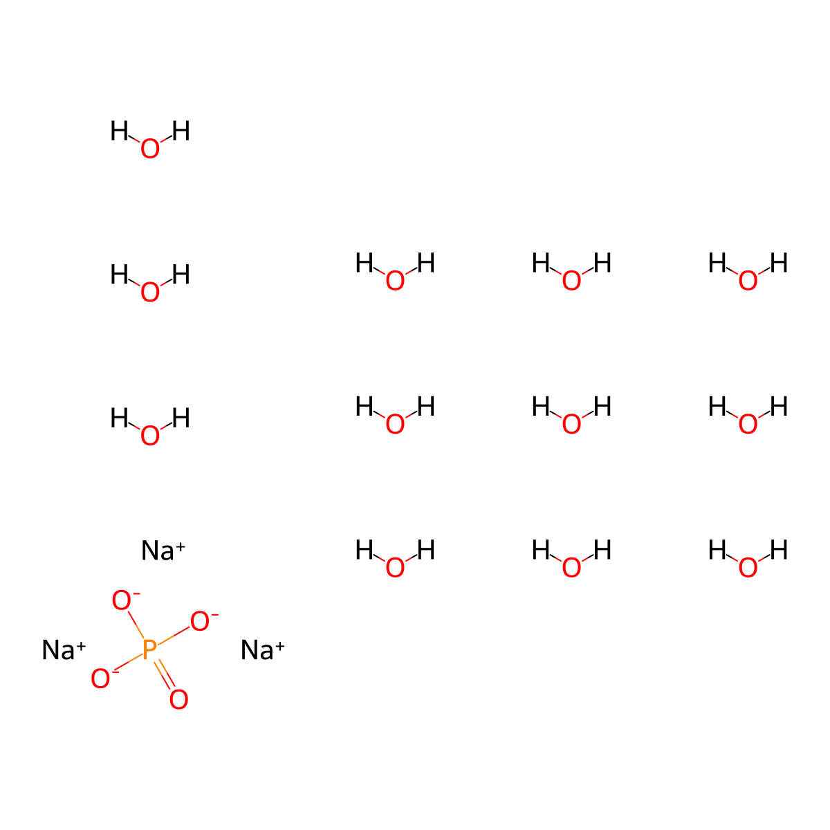 Trisodium phosphate dodecahydrate molecular structure, CAS 10101-89-0