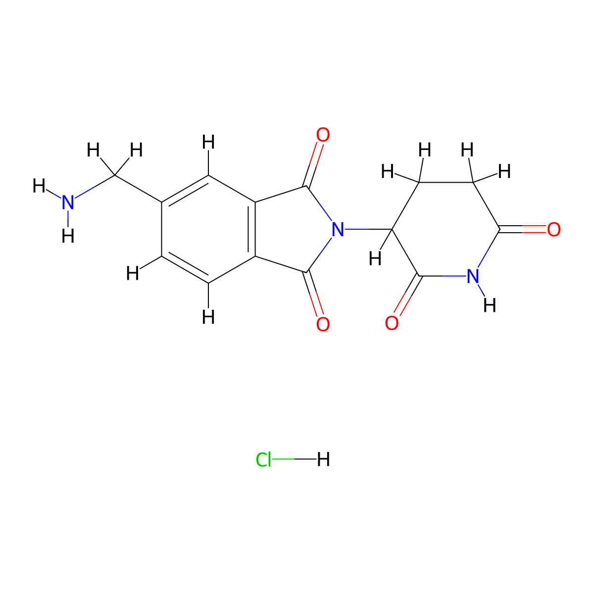 5-(Aminomethyl)-2-(2,6-dioxopiperidin-3-yl)isoindoline-1,3-dione hydrochloride molecular structure, CAS 1010100-22-7
