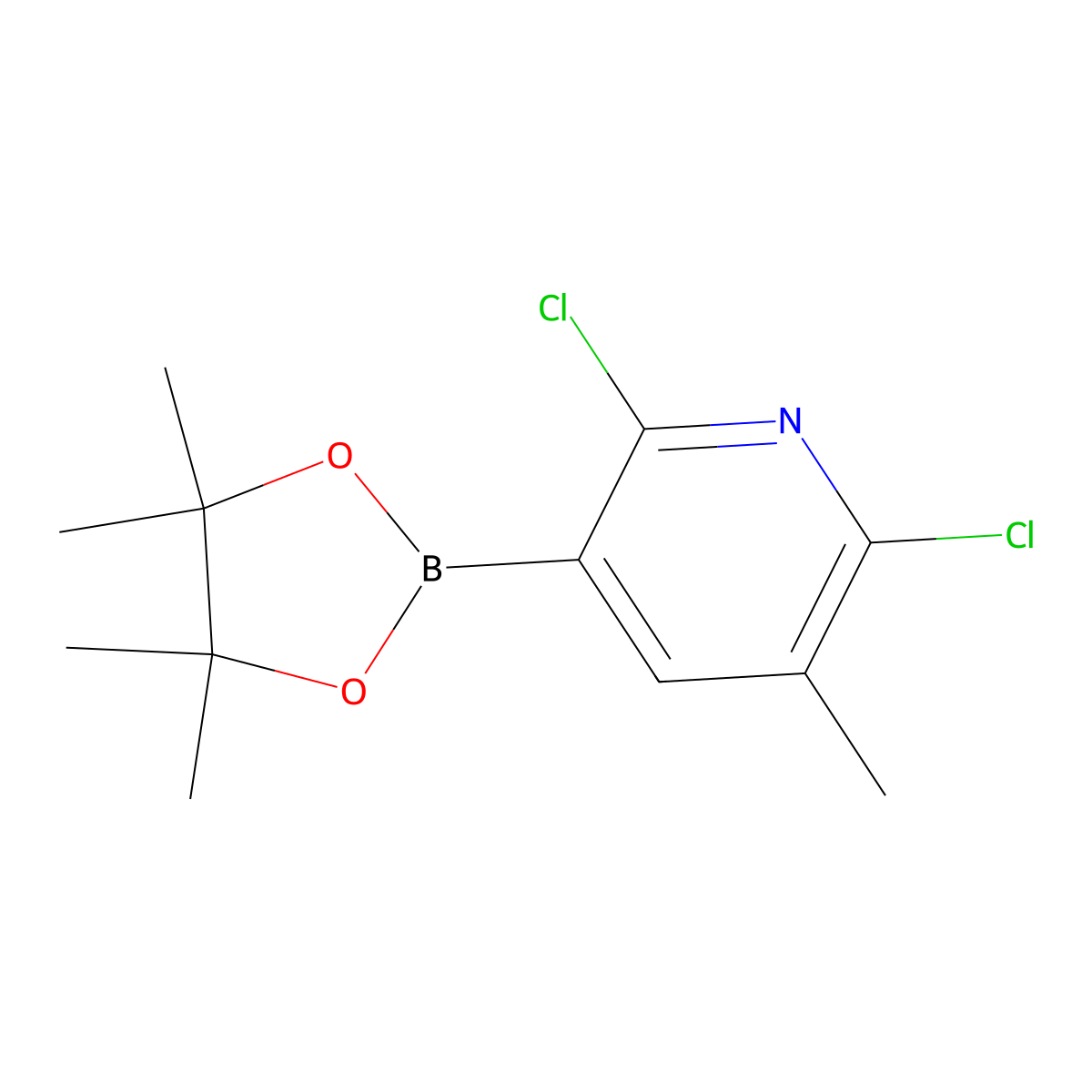2,6-Dichloro-3-methyl-5-(4,4,5,5-tetramethyl-1,3,2-dioxaborolan-2-yl)pyridine molecular structure, CAS 1010101-09-3