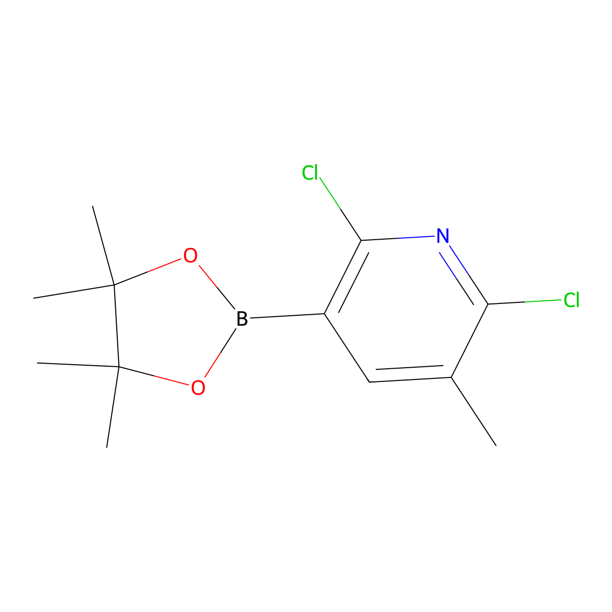 2,6-Dichloro-3-methyl-5-(4,4,5,5-tetramethyl-1,3,2-dioxaborolan-2-yl)pyridine molecular structure, CAS 1010101-09-3
