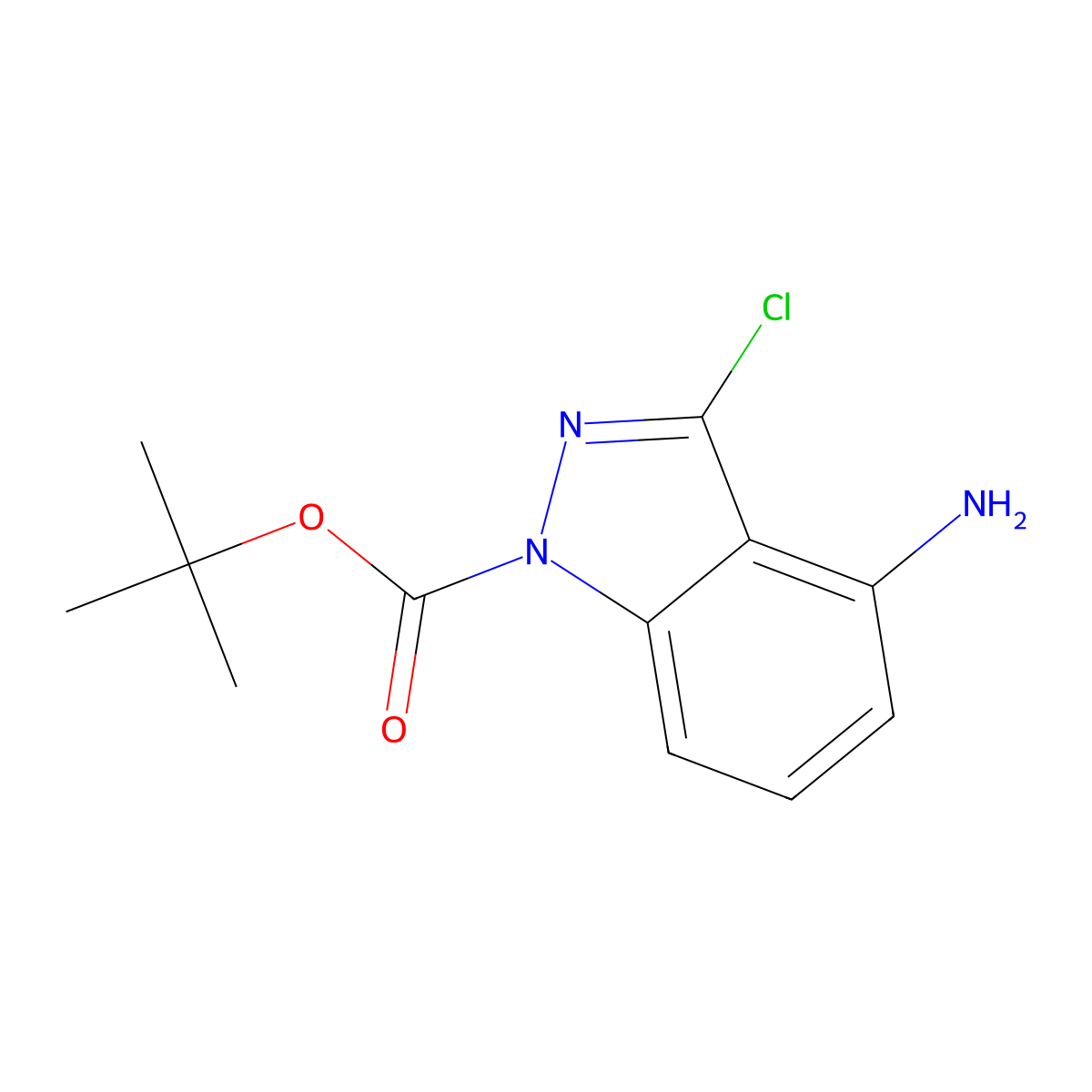 tert-Butyl 4-amino-3-chloro-1H-indazole-1-carboxylate molecular structure, CAS 1010102-32-5