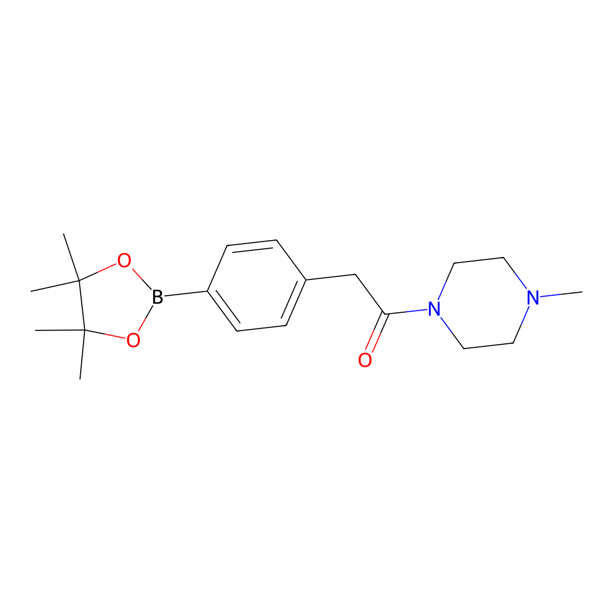 1-(4-Methylpiperazin-1-yl)-2-(4-(4,4,5,5-tetramethyl-1,3,2-dioxaborolan-2-yl)phenyl)ethanone molecular structure, CAS 1010104-30-9