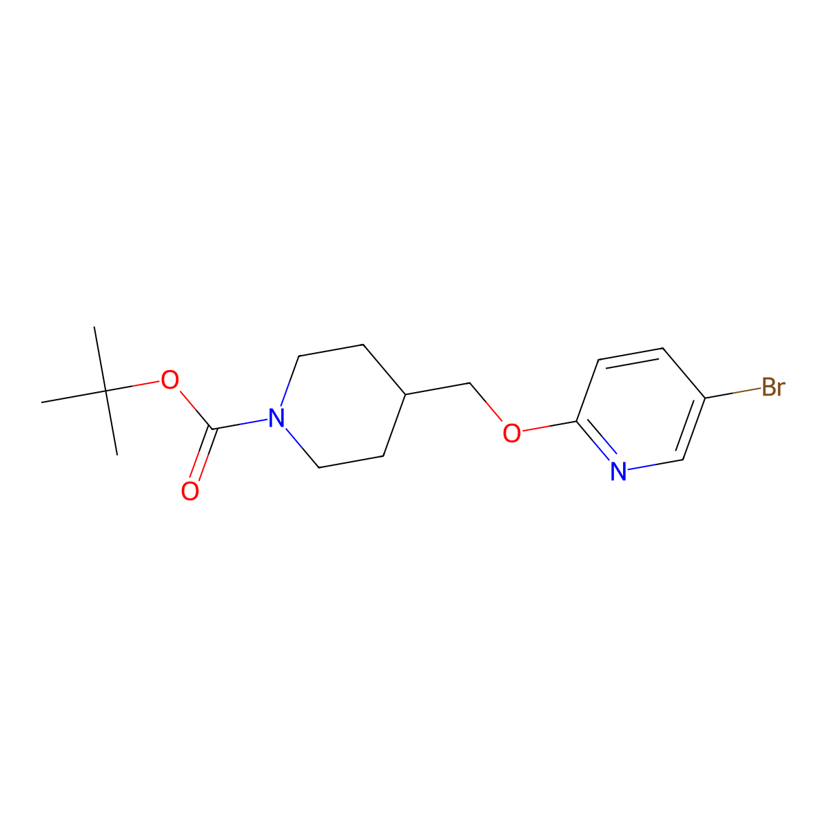 tert-Butyl 4-(((5-bromopyridin-2-yl)oxy)methyl)piperidine-1-carboxylate molecular structure, CAS 1010114-48-3