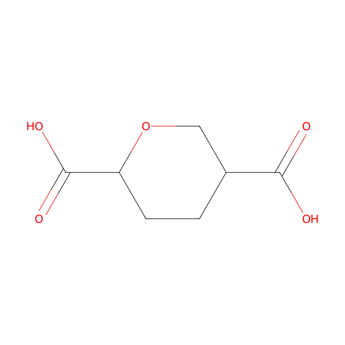 Tetrahydro-2H-pyran-2,5-dicarboxylic Acid molecular structure, CAS 101012-23-1