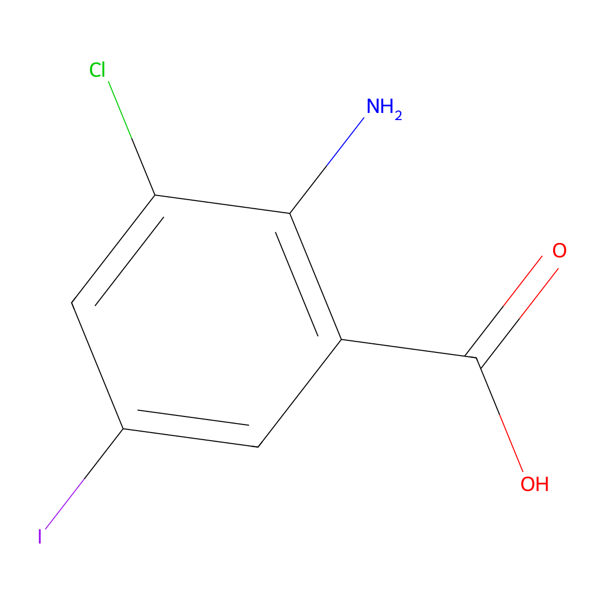 2-Amino-3-chloro-5-iodobenzoic acid molecular structure, CAS 101012-31-1