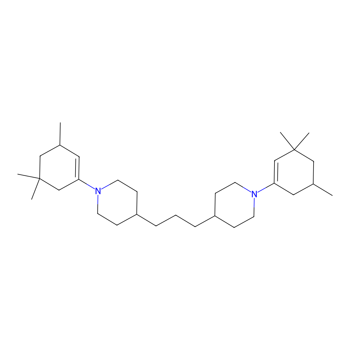 1-(3,3,5-Trimethyl-1-cyclohexen-1-YL)-4-[3-[1-(3,5,5-trimethyl-1-cyclohexen-1-YL)-4-piperidyl]propyl]piperidine molecular structure, CAS 101012-79-7