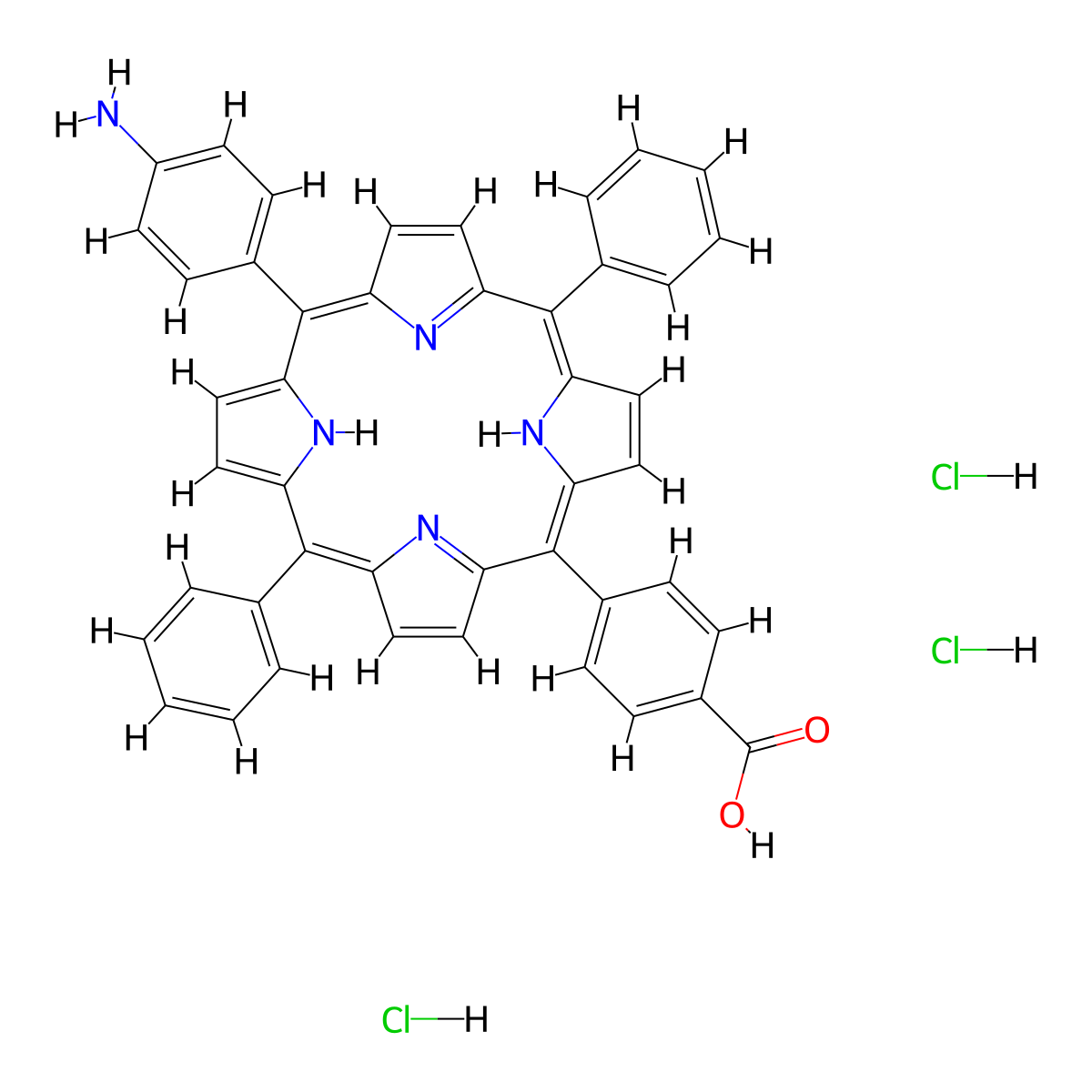 5,15-Diphenyl-10-(4-aminophenyl)-20-(4-carboxyphenyl) porphine trihydrochloride molecular structure, CAS 1010120-89-4