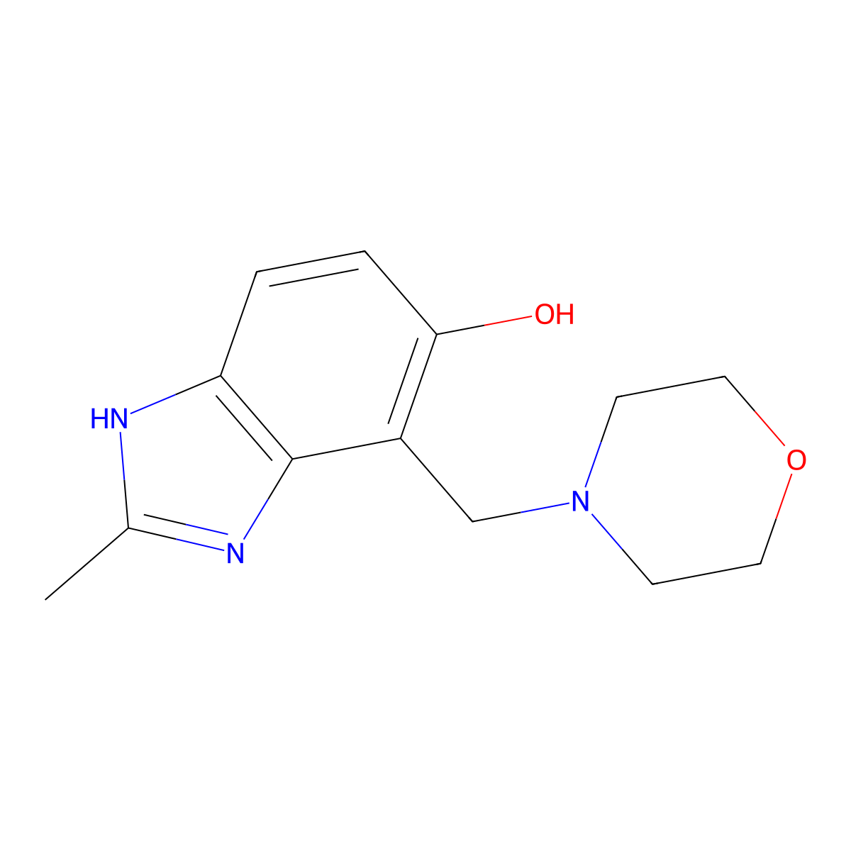 2-methyl-4-[(morpholin-4-yl)methyl]-1H-1,3-benzodiazol-5-ol molecular structure, CAS 101018-69-3