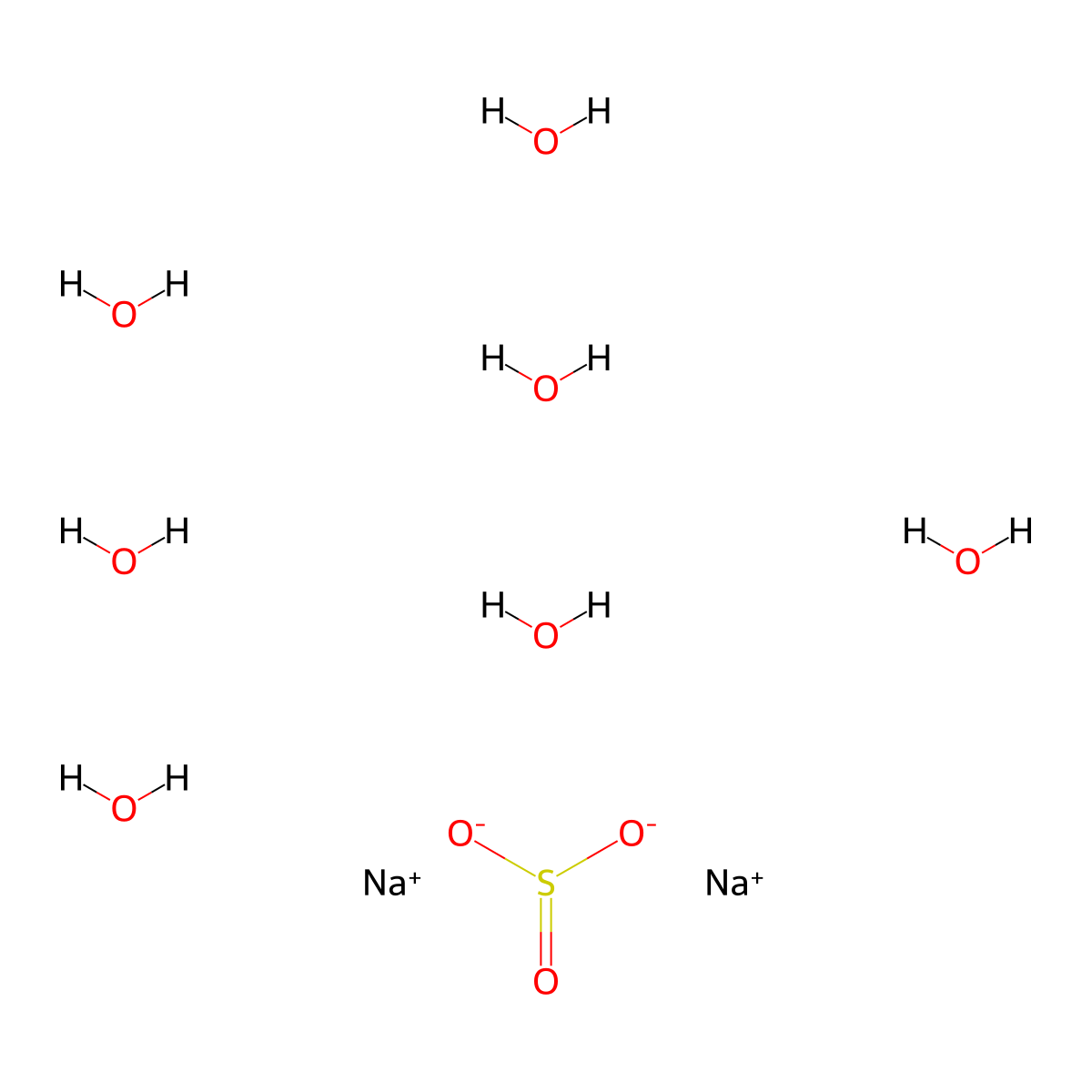 Sodium sulfite heptahydrate molecular structure, CAS 10102-15-5