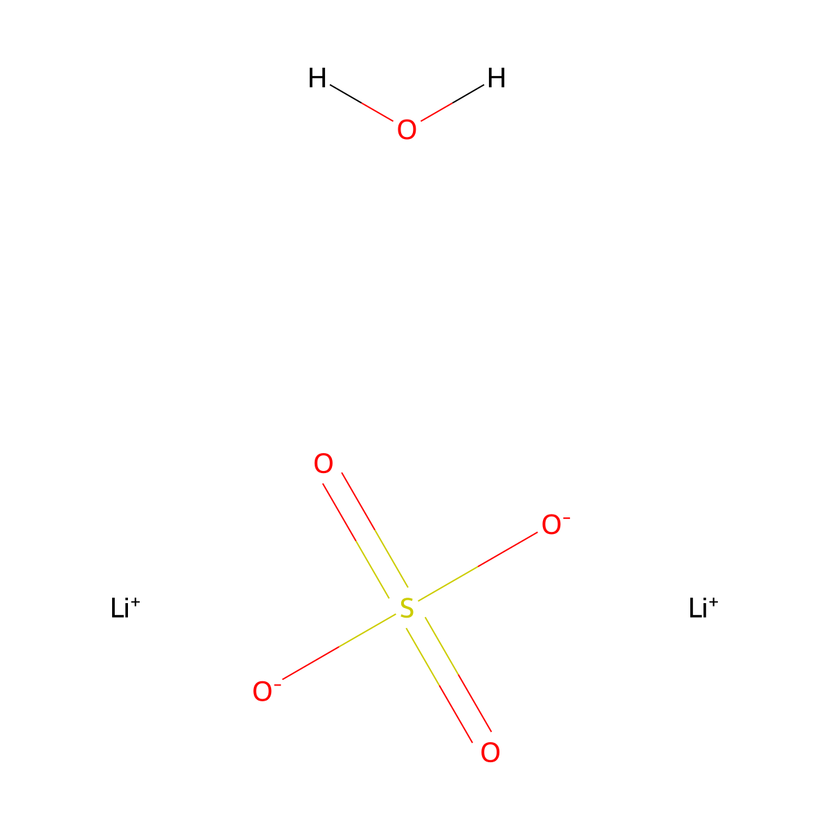 Lithium sulfate monohydrate molecular structure, CAS 10102-25-7
