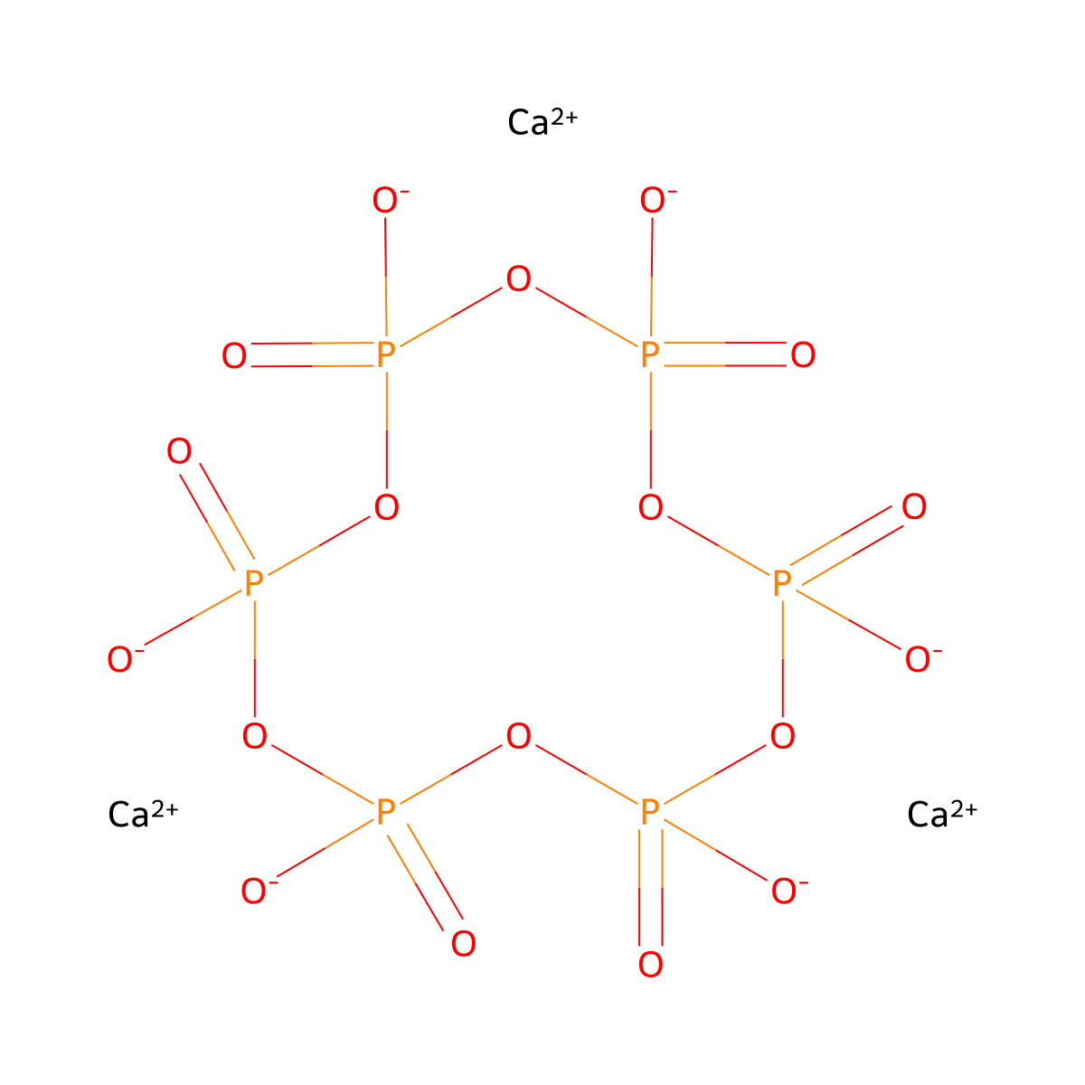 metaphosphoric acid, (h6p6o18), calcium salt molecular structure, CAS 10102-76-8