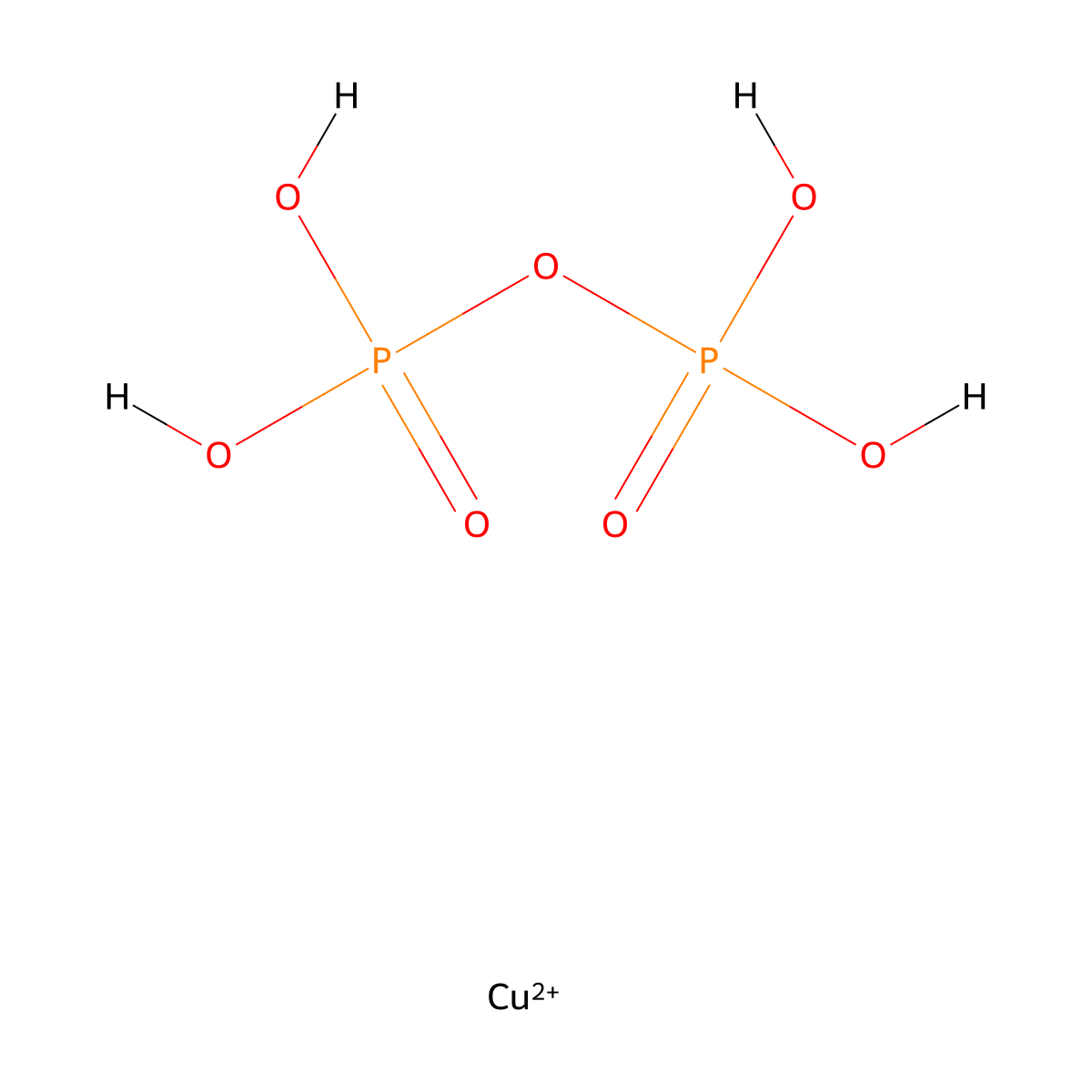 Copper(II) pyrophosphate molecular structure, CAS 10102-90-6
