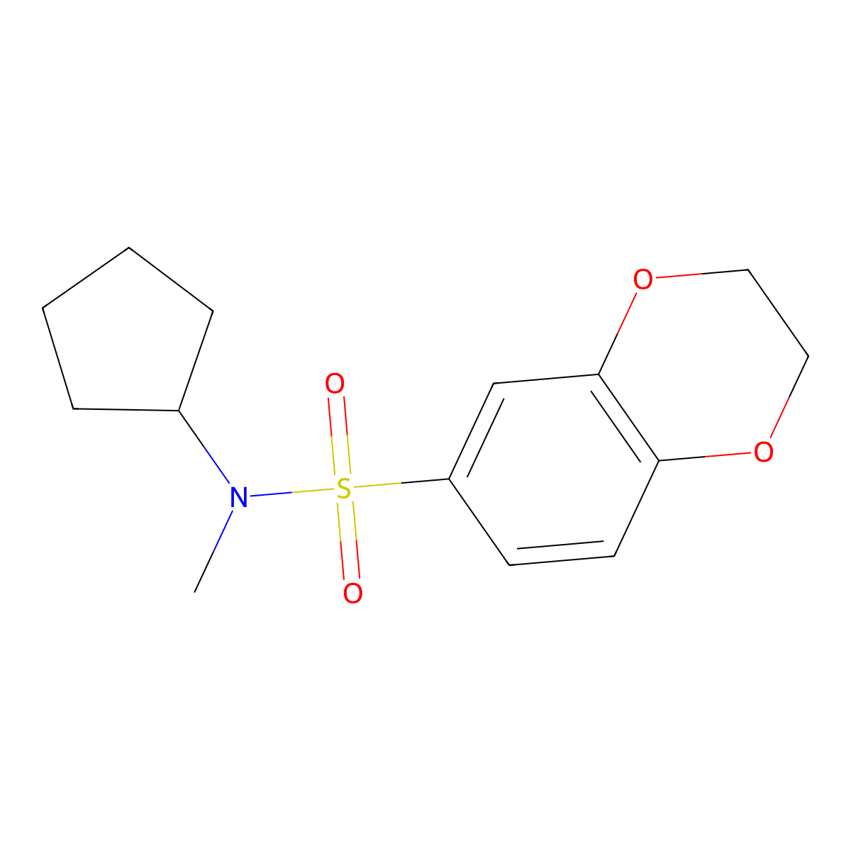 N-cyclopentyl-N-methyl-2,3-dihydro-1,4-benzodioxine-6-sulfonamide molecular structure, CAS 1010227-54-9