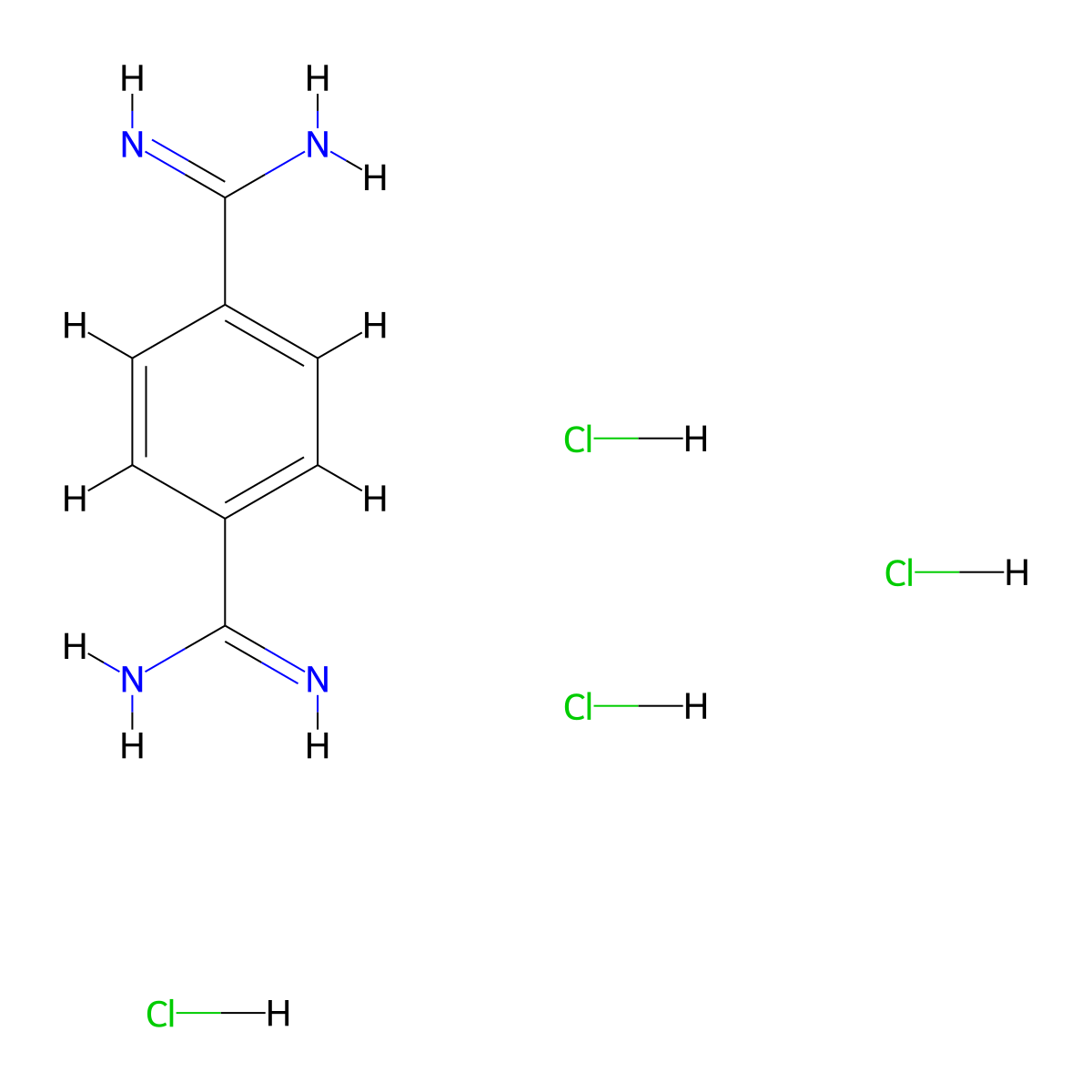 Terephthalimidamide tetrahydrochloride molecular structure, CAS 10103-20-5