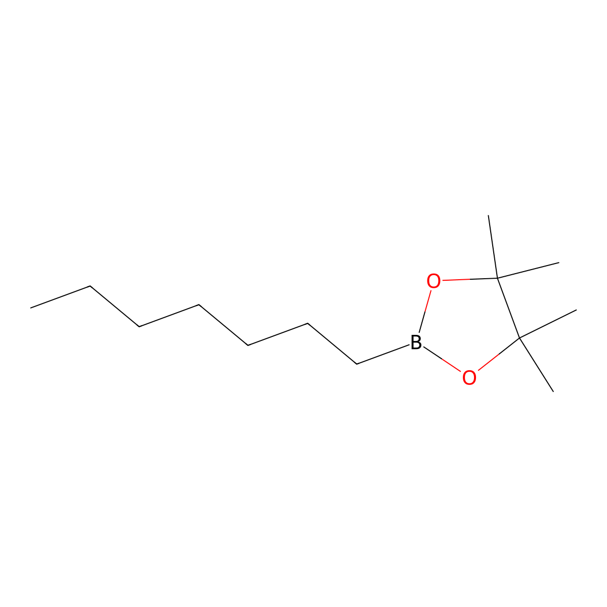 2-Heptyl-4,4,5,5-tetramethyl-1,3,2-dioxaborolane molecular structure, CAS 101031-45-2