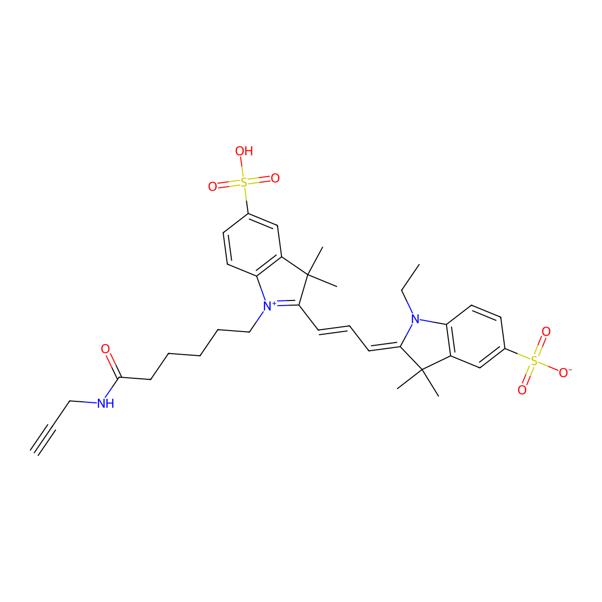 Sulfo-Cyanine3-alkyne molecular structure, CAS 1010386-62-5