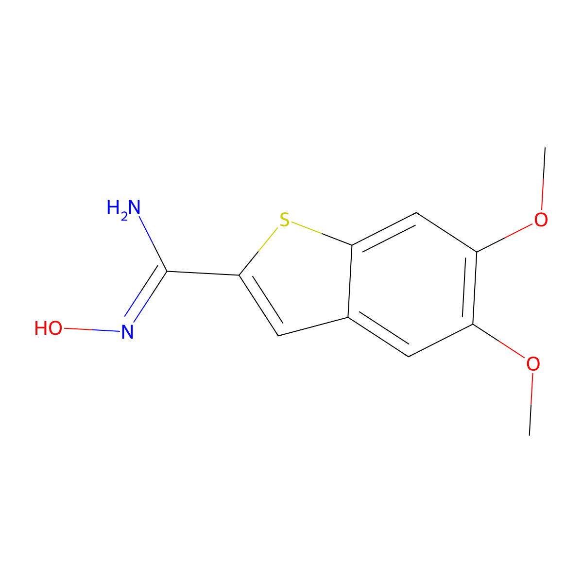 N'-hydroxy-5,6-dimethoxy-1-benzothiophene-2-carboximidamide molecular structure, CAS 101041-94-5