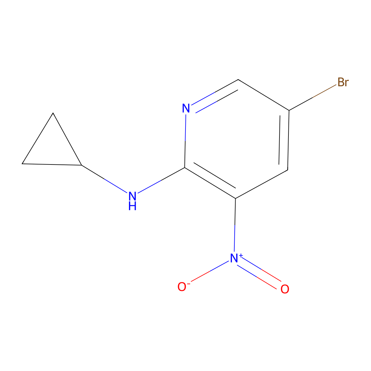 5-Bromo-N-cyclopropyl-3-nitropyridin-2-amine molecular structure, CAS 1010422-24-8