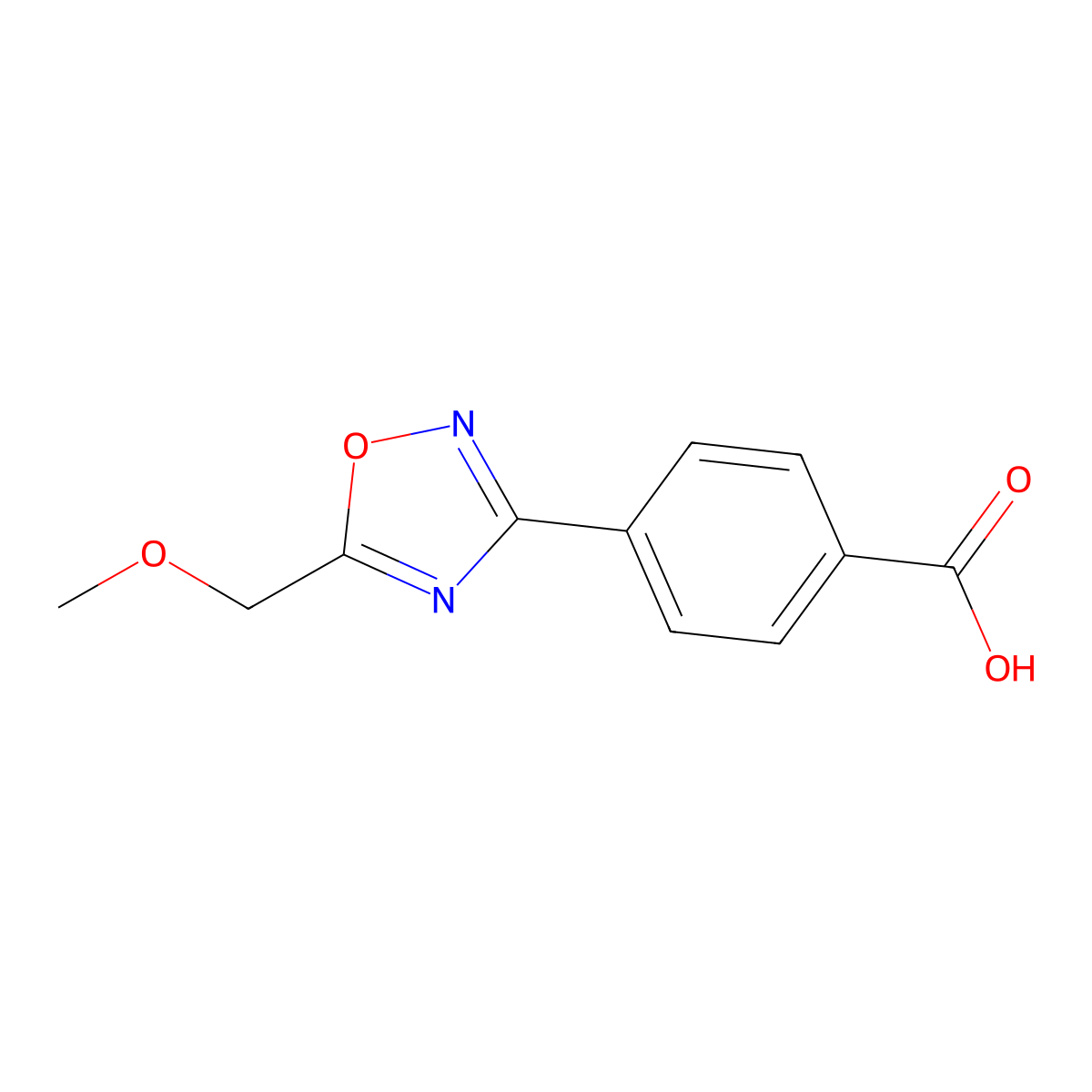 4-[5-(Methoxymethyl)-1,2,4-oxadiazol-3-yl]benzoic acid molecular structure, CAS 1010456-44-6